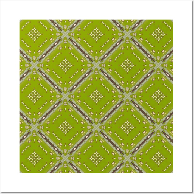 Lime Green Background with Maroon Diamond Pattern - WelshDesignsTP003 Wall Art by WelshDesigns